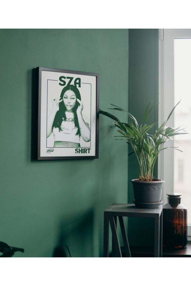 Çok Renkli - SZA Shirt Poster Pinterest Poster Çerçeveli Yüksek Kaliteli Dekorasyon Tasarım Tablo