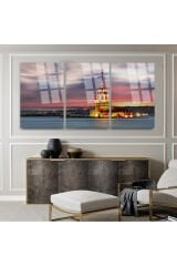 3 LÜ KIZ KULESİ İSTANBUL TABLOSU PARÇALI SET TABLO KIRILMAZ LÜKS CAM TABLO EV HEDİYESİ