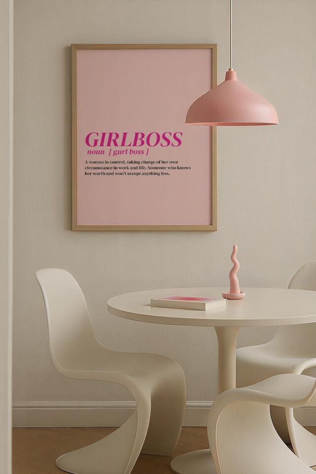 DOĞAL AHŞAP - Girls Tanımı Modern Tipografi Trendy Maksimalist Sanatı Ahşap Çerçeveli Duvar Tablosu