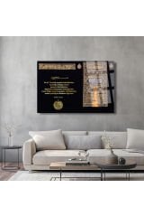 FELAK SURESİ MEALİ KEBA ÜZERİNE GOLD YAZILI DİNİ İSLAMİ KIRILMAZ CAM TABLO EV HEDİYESİ