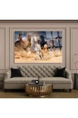 KOŞAN ATLAR ULTRA CANLI RENKLİ KIRILMAZ CAM TABLO EV HEDİYESİ AT TABLOSU