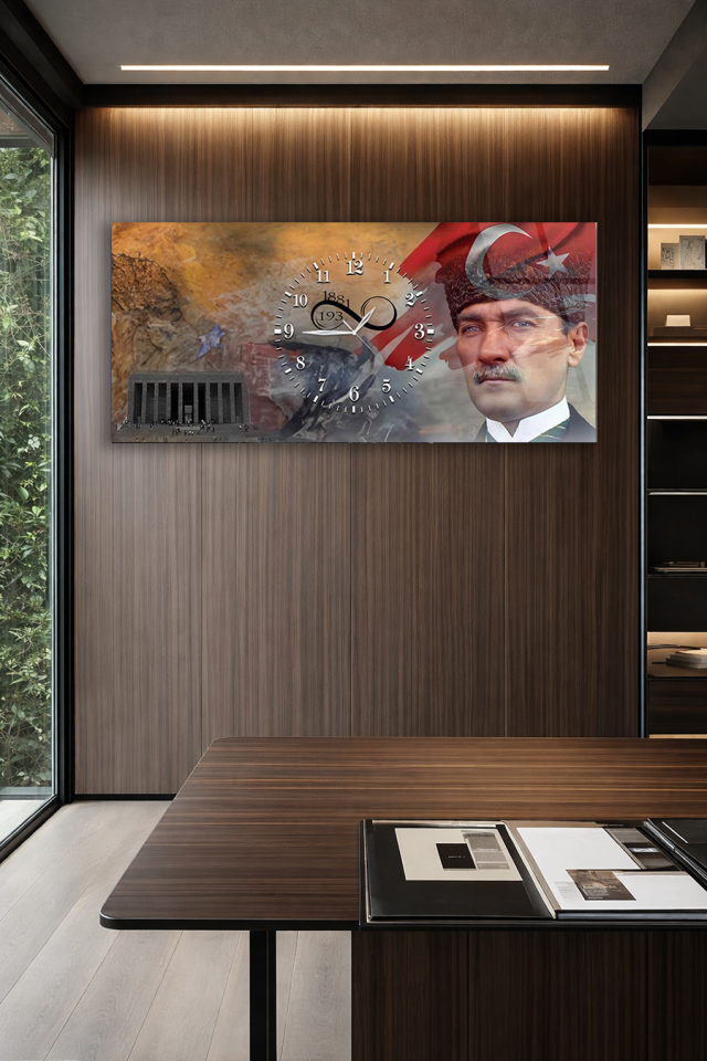 KIRILMAZ CAM DUVAR SAATİ , HEM TABLO HEM SAAT ANITKABİR VE ATATÜRK EV OFİS HEDİYESİ