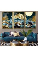 3 LÜ KOŞAN GEYİKLER ALTIN ÇENTİK DETAY MODERN TASARIM KIRILMAZ CAM TABLO LÜKS TABLO EV HEDİYESİ