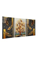 3 LÜ ALTIN DETAYLAR HARİKA RENK UYUMU MODERN TASARIM KIRILMAZ CAM TABLO LÜKS TABLO EV HEDİYESİ