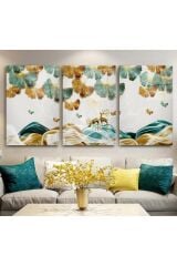 3 LÜ DOĞA MODERN TASARIM KIRILMAZ CAM TABLO LÜKS TABLO EV HEDİYESİ