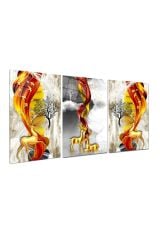 3 LÜ HARİKA RENK UYUMU GEYİK TEMALI MODERN TASARIM KIRILMAZ CAM TABLO LÜKS TABLO EV HEDİYESİ