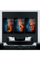 3 LÜ MÜZİK TABLOSU ENSTÜRMAN TABLOSU MODERN TASARIM KIRILMAZ CAM TABLO LÜKS TABLO EV HEDİYESİ