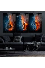 3 LÜ MÜZİK TABLOSU ENSTÜRMAN TABLOSU MODERN TASARIM KIRILMAZ CAM TABLO LÜKS TABLO EV HEDİYESİ