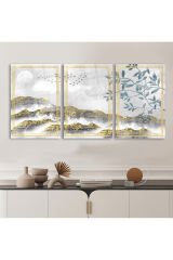 3 LÜ MANZARA TABLOSU MODERN TASARIM KIRILMAZ CAM TABLO LÜKS TABLO EV HEDİYESİ
