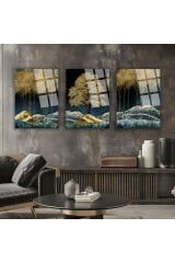 3 LÜ HARİKA GÖKYÜZÜ VE MANZARA UYUMU DETAYLI TASARIM KIRILMAZ CAM TABLO LÜKS TABLO EV HEDİYESİ