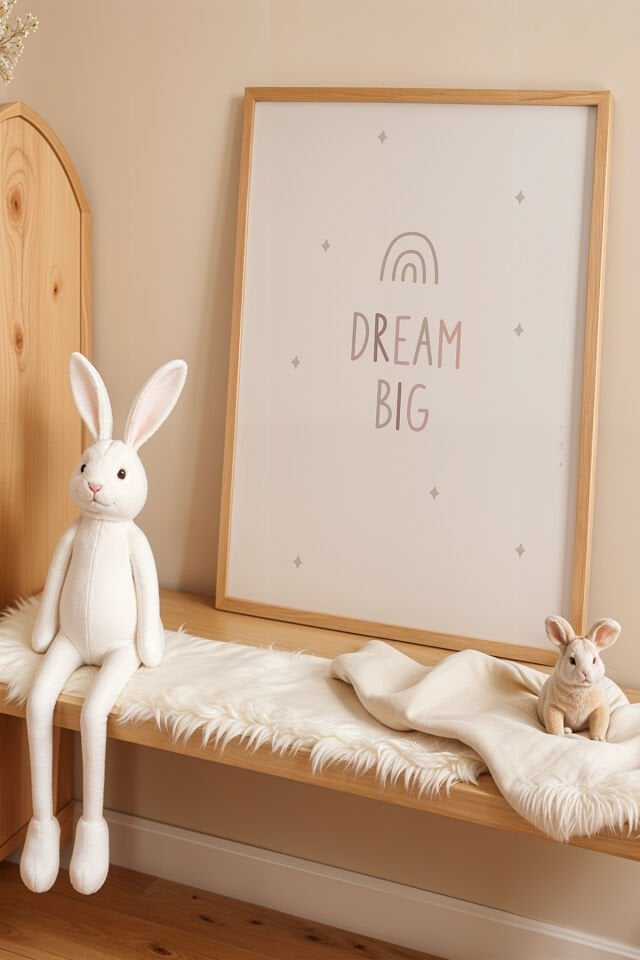 DOĞAL AHŞAP - Hayallerini Büyük Tut 'Dream Big' - Doğal Ahşap Çerçeveli Çocuk ve Bebek Odası Tablosu