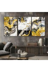 3 LÜ MERMER ALTIN DETAYLI KIRILMAZ CAM TABLO LÜKS TABLO EV HEDİYESİ