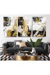 3 LÜ MERMER ALTIN DETAYLI KIRILMAZ CAM TABLO LÜKS TABLO EV HEDİYESİ