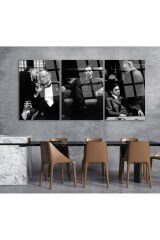 3 PARÇA GODFATHER Al Pacino SET TABLO KIRILMAZ CAM TABLO EV HEDİYESİ İŞ YERİ HEDİYESİ
