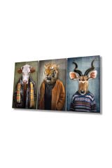 3 PARÇA HAYVAN FİGÜRLERİ KIRILMAZ CAM TABLO EV HEDİYESİ İŞ YERİ HEDİYESİ