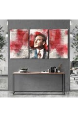 3 PARÇA ATATÜRK KÖŞESİ KIRILMAZ CAM TABLO EV HEDİYESİ İŞ YERİ HEDİYESİ SET CAM TABLO