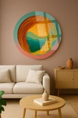 HARİKA RENK UYUMLU YUVARLAK CAM TABLO EV HEDİYESİ OTURMA ODASI TABLOSU LÜKS KIRILMAZ CAM TABLO