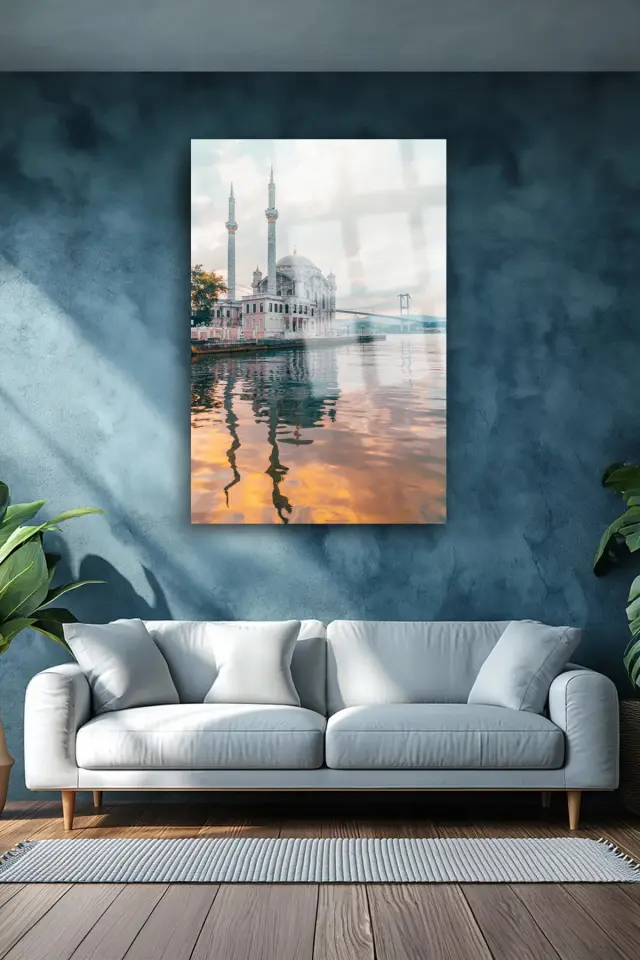 HARİKA İSTANBUL MANZARASI DİKEY KIRILMAZ LÜKS CAM TABLO ULTRA YÜKSEK ÇÖZÜNÜRLÜKLÜ EV HEDİYESİ Turuncu