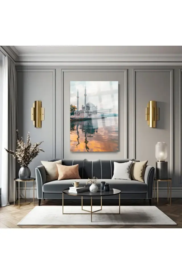 HARİKA İSTANBUL MANZARASI DİKEY KIRILMAZ LÜKS CAM TABLO ULTRA YÜKSEK ÇÖZÜNÜRLÜKLÜ EV HEDİYESİ Turuncu