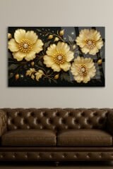 HARİKA ÇİÇEK TASARIMI PARILDAYAN VE IŞIK SAÇAN DETAYLAR KIRILMAZ CAM TABLO LÜKS HEDİYE