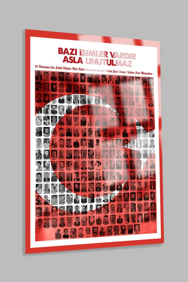 15 TEMBUZ ÖZEL TASARIM ULTRA CANLI RENKLER KIRILMAZ LÜKS CAM TABLO TABLO İŞ YERİ HEDİYESİ Kırmızı 2