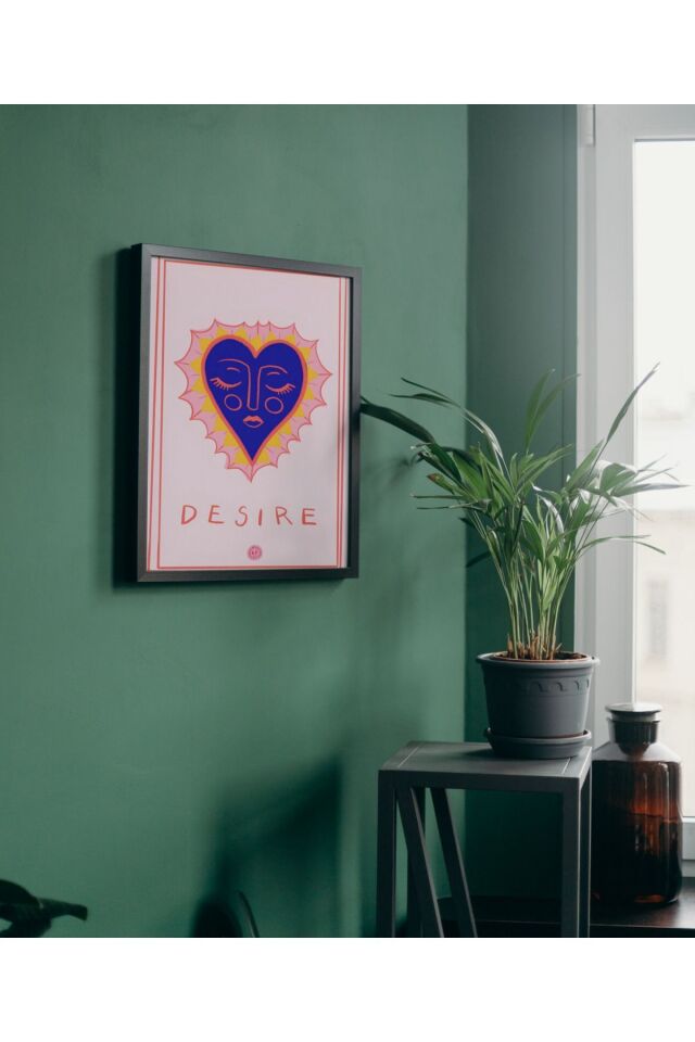 Çok Renkli - Desire Tutku Set Hediyelik Poster Çerçeveli Sanatsal Tasarım Tablo