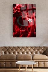 TASARIM KIRMIZI BEYAZ TÜRK BAYRAK KIRILMAZ LÜKS CAM TABLO ULTRA YÜKSEK ÇÖZÜNÜRLÜKLÜ EV HEDİYESİ