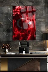 TASARIM KIRMIZI BEYAZ TÜRK BAYRAK KIRILMAZ LÜKS CAM TABLO ULTRA YÜKSEK ÇÖZÜNÜRLÜKLÜ EV HEDİYESİ