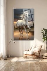 KOŞAN AT ASİL AT KIRILMAZ LÜKS CAM TABLO ULTRA YÜKSEK ÇÖZÜNÜRLÜKLÜ EV HEDİYESİ TABLO