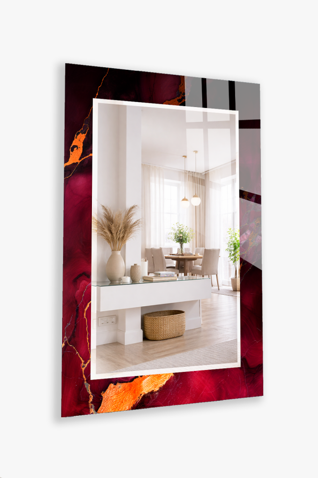 HEM TABLO HEM AYNA BORDO ALTIN AKIŞKAN SANAT CAM DUVAR AYNASI EV DEKORU