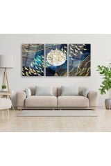 Soyut Kuşlar Üçlü Set Cam Tablo, Modern Ev Ofis Salon Duvar Dekoru Hediyelik Büyük Tablo Dekor