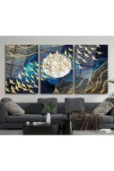 Soyut Kuşlar Üçlü Set Cam Tablo, Modern Ev Ofis Salon Duvar Dekoru Hediyelik Büyük Tablo Dekor