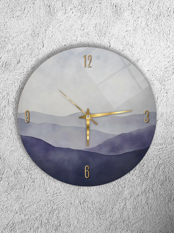 KIRILMAZ CAM DUVAR SAATİ, HEM TABLO HEM SAAT SİS DAĞ MANZARA MİNİMALİST MODERN TASARIM EV OFİS HEDİYESİ
