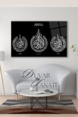 Ayetel Kürsi Felak Nas Cam Tablo , Dini İslami Modern Ev Ofis Salon Büyük Duvar Dekoru , Hediyelik