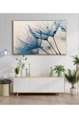 Mavi Karahindiba Yatay Cam Tablo, Modern Ev Salon Ofis Dekorasyonu Hediyelik Büyük Duvar Dekoru