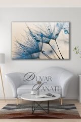 Mavi Karahindiba Yatay Cam Tablo, Modern Ev Salon Ofis Dekorasyonu Hediyelik Büyük Duvar Dekoru