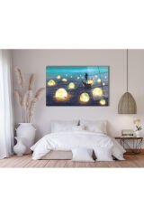 Ay Toplayıcı, Kayık Ve Deniz Manzarası Cam Tablo, Hediyelik, Ev Ofis Salon Büyük Duvar Dekoru