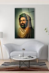 Hz. Ali Cam Tablo Dini İslami Ev Ofis Salon Dekorasyonu Büyük Tablo Dekor