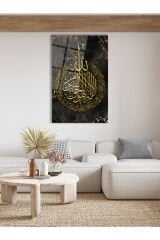 Ayetel Kürsi Dikey Cam Tablo, Dini İslami Modern Ev Ofis Salon Duvar Dekoru, Hediyelik Tablo Dekor