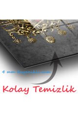 Osmanlı Arması Tuğra Dikey Cam Tablo, Modern Ev Ofis Salon Duvar Dekoru, Hediyelik Tablo Dekor