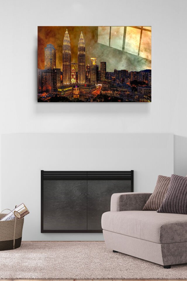 Petronas İkiz Kuleleri Cam Tablo, Dekoratif Cam Tablo
