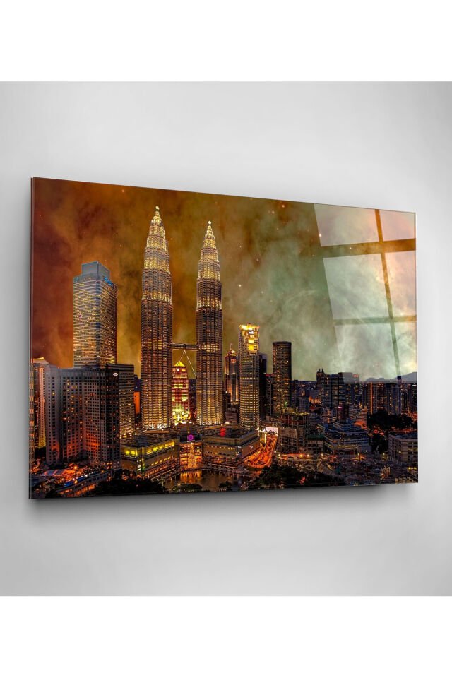 Petronas İkiz Kuleleri Cam Tablo, Dekoratif Cam Tablo
