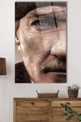 Mustafa Kemal Atatürk Portresi Cam Tablo, Ev, Ofis ve Okul Duvar Dekoru, Hediyelik, Büyük Tablo