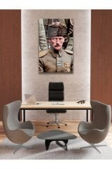 Mustafa Kemal Atatürk Üniformalı Dikey Cam Tablo, Modern Ev Ofis Salon Duvar Dekoru, Hediyelik Tablo