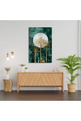 Soyut Orman Geyik ve Kuşlar Dikey Cam Tablo, Modern Ev Ofis Salon Duvar Dekoru, Hediyelik Tablo