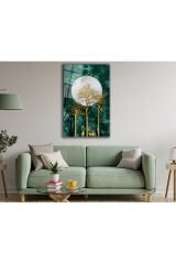 Soyut Orman Geyik ve Kuşlar Dikey Cam Tablo, Modern Ev Ofis Salon Duvar Dekoru, Hediyelik Tablo