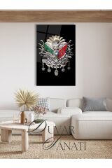 Osmanlı Arması Tuğra Cam Tablo,Dini İslami Modern Ev Ofis Salon Duvar Dekoru,Hediyelik