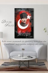 Atatürk Portresi Vatanını En Çok Seven Görevini En İyi Yapandır Cam Tablo Duvar Dekoru, Hediyelik
