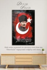 Atatürk Portresi Vatanını En Çok Seven Görevini En İyi Yapandır Cam Tablo Duvar Dekoru, Hediyelik