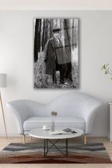 Mustafa Kemal Atatürk Cam Tablo, Siyah Beyaz, Ev, Ofis ve Okul Duvar Dekoru, Hediyelik, Büyük Tablo